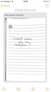 capture d'écran du document numérisé dans Notes sur IOS